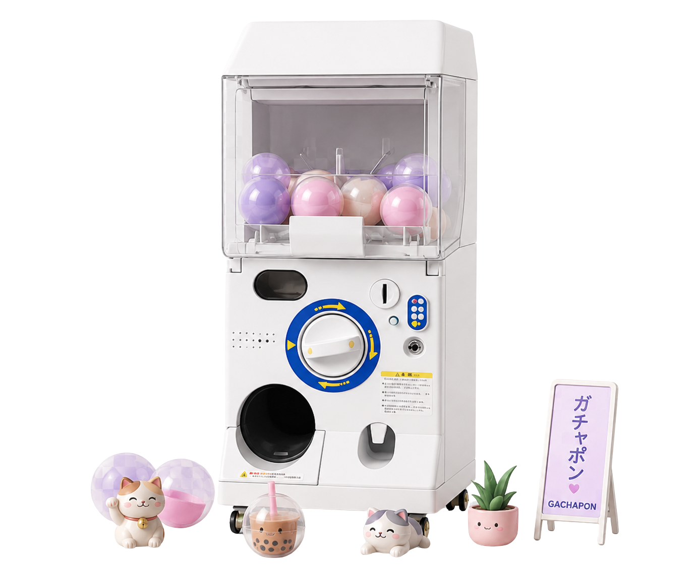 Pastel Lucky Cat Capsules gachapon machine with capsule toys