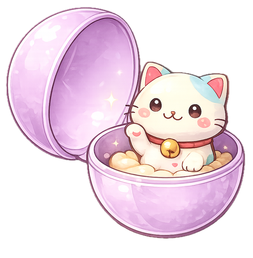 Lucky cat inside capsule