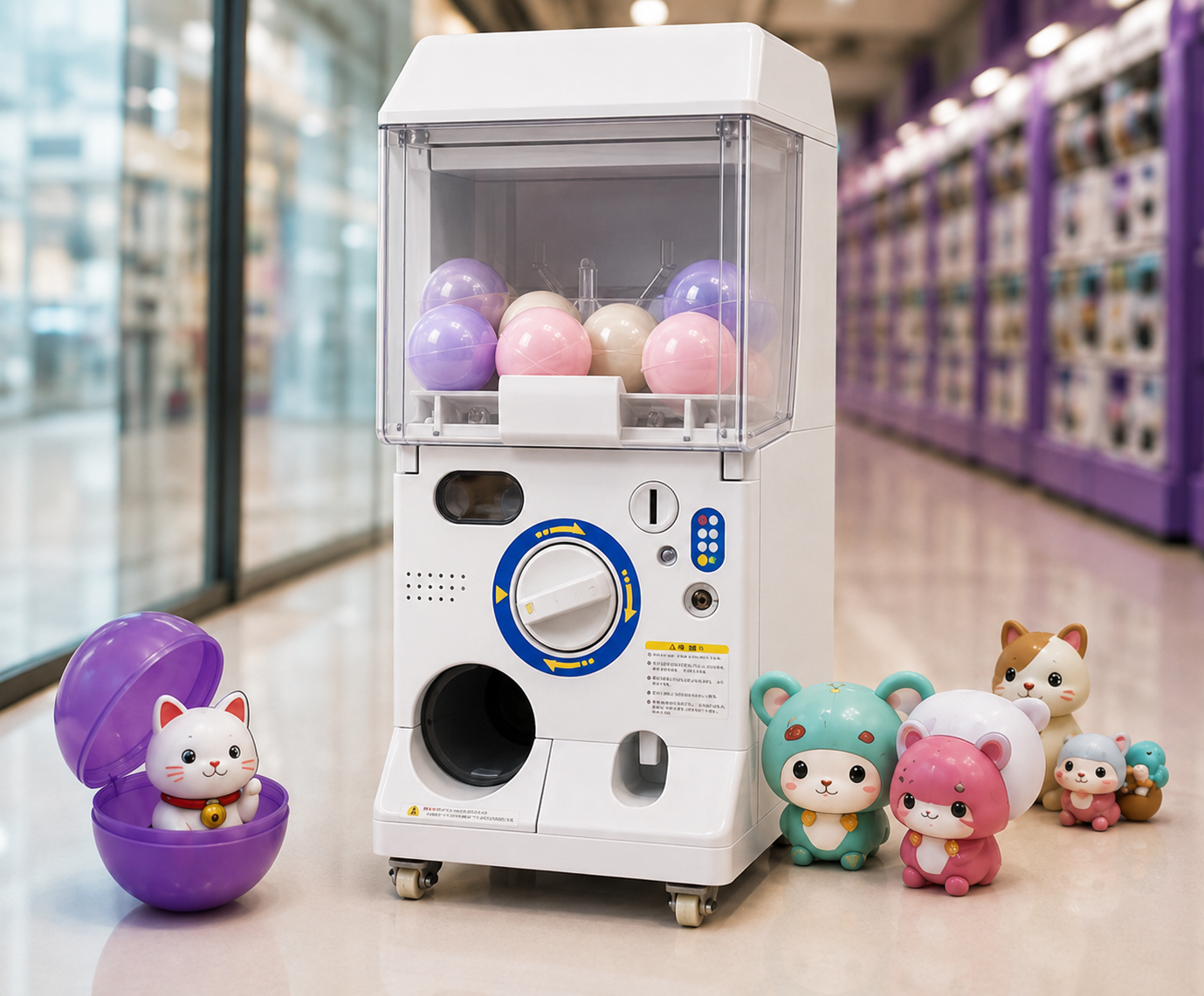 Lucky Cat Capsules gachapon machine in a cafe