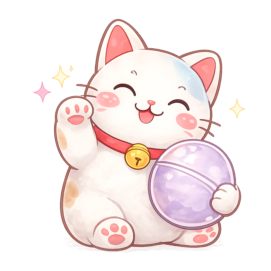 Lucky cat holding a capsule