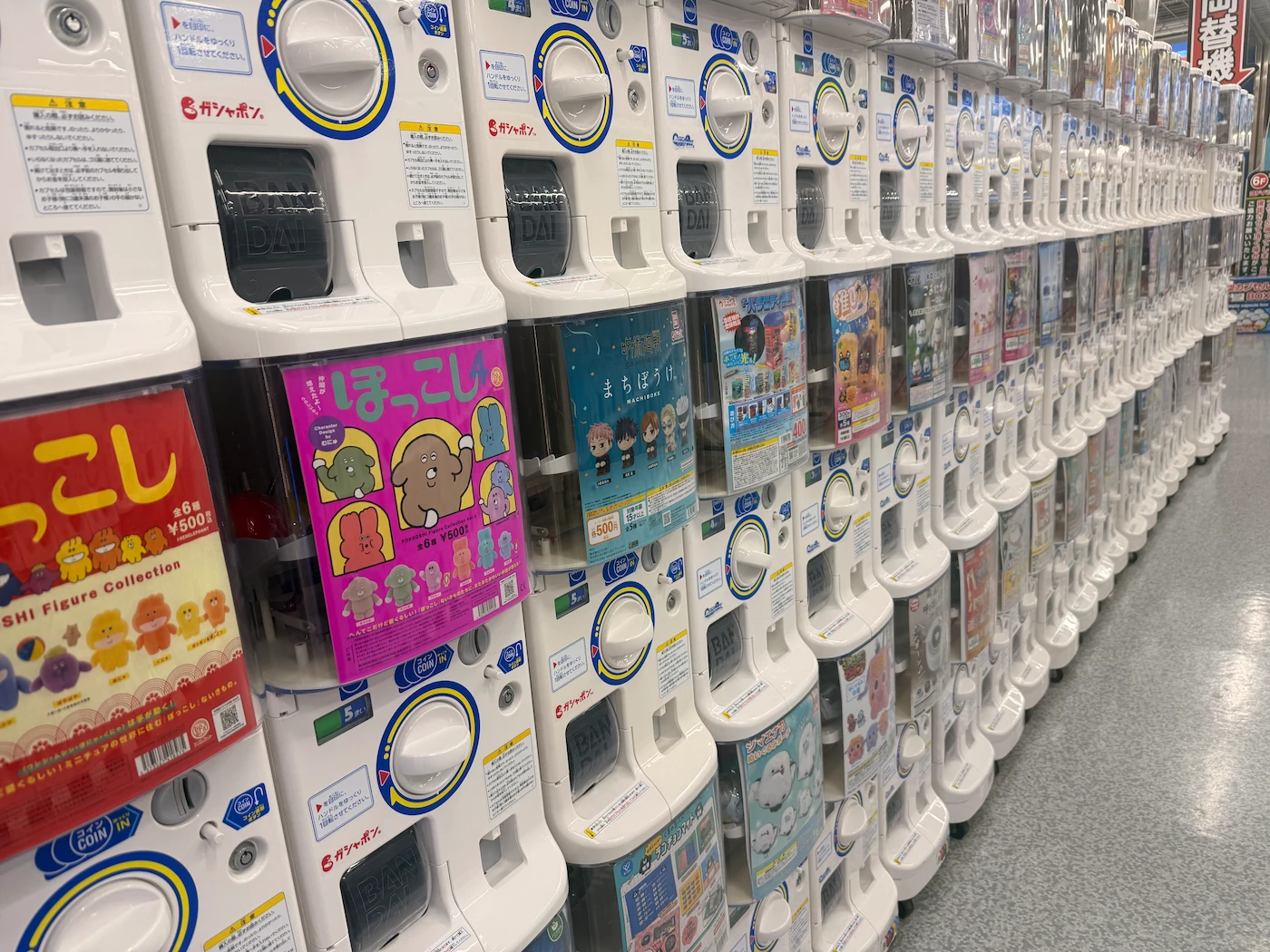 Rows of gachapon machines in Japan